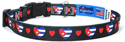 צווארון כלבים | אני אוהב את קובה | לבבות | נהדר לחגים לאומיים, אירועים מיוחדים, פסטיבלים, מצעדים | תוצרת ארהב